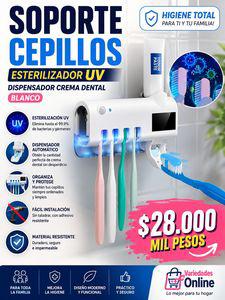 Soporte para Cepillos con Esterilizador UV y Dispensador de Crema Dental